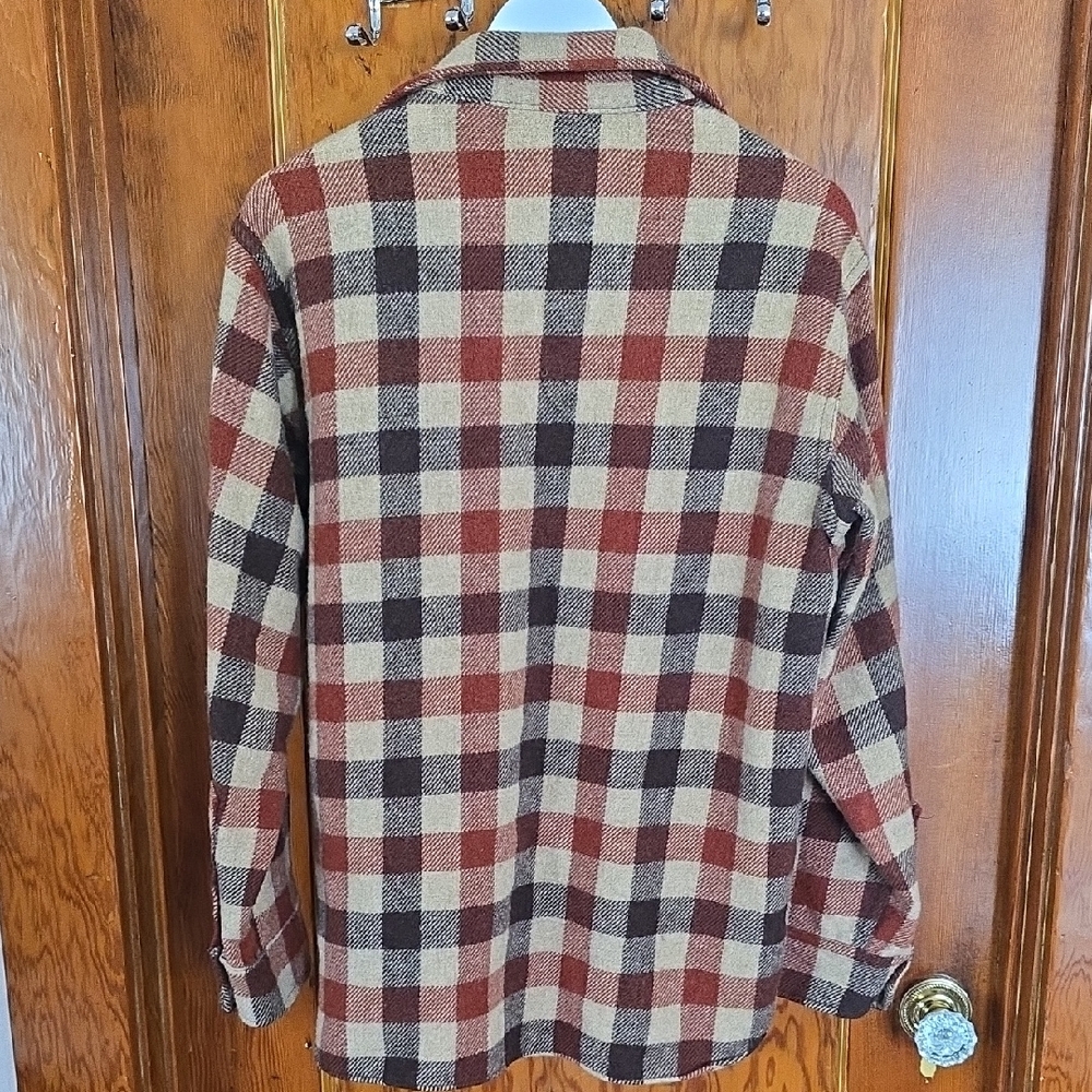Vintage 1960s Woolrich Mens Wool Flannel Long Sleeve Button Up Shirt Sz M - Picture 3 of 3